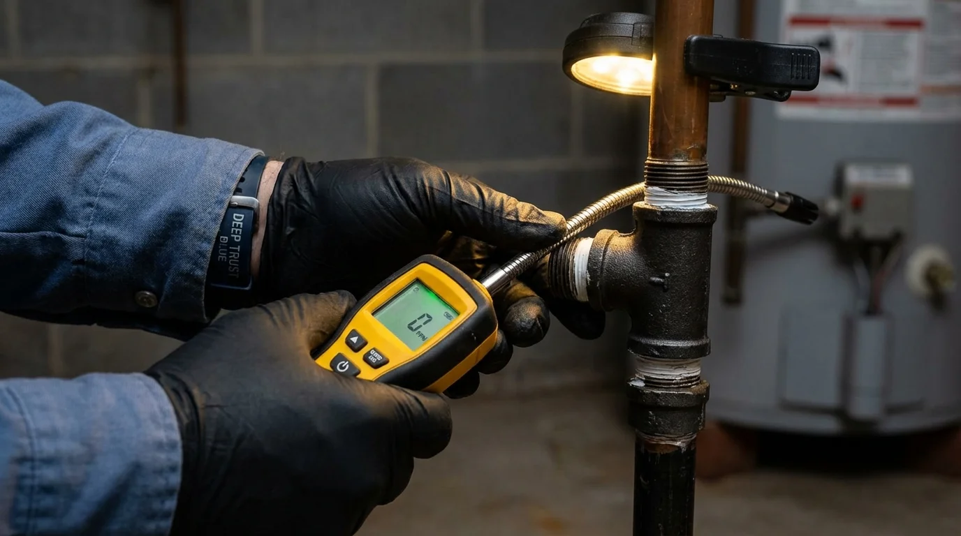 Gas leak detection with electronic sniffer by Johns Plumbing LLC in Deale